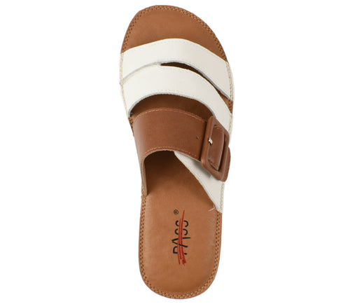 Papuci casual, dama, PASS COLLECTION, XA60016B alb, piele naturala